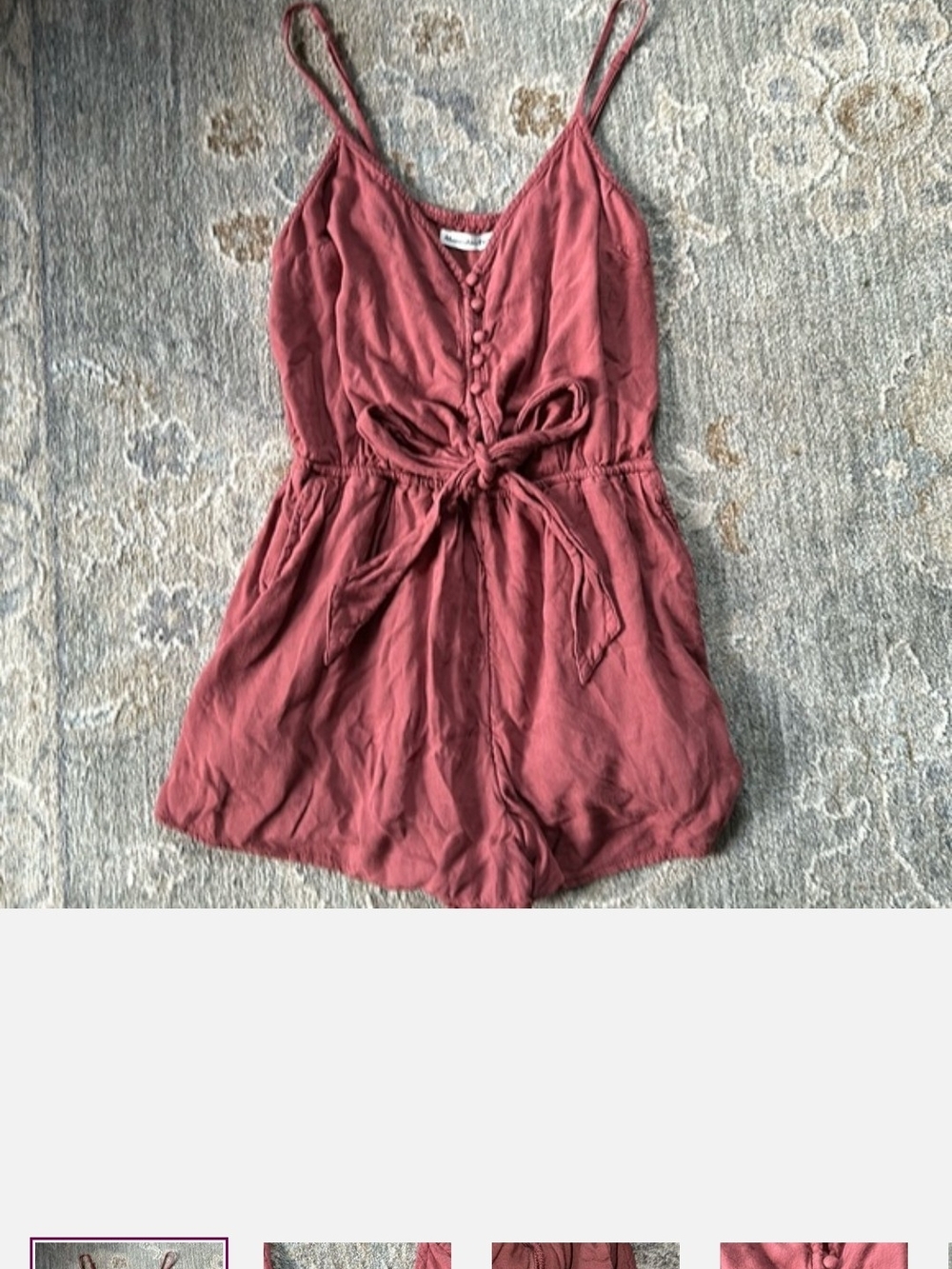 Sleeveless Tie-Waist Romper in Dusty Rose